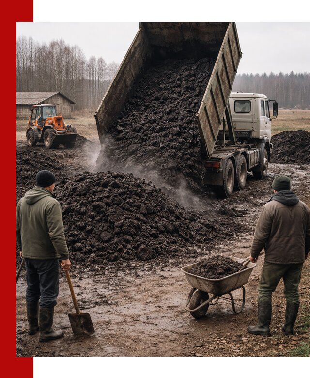 Доставка низинного торфа с разгрузкой и доставкой в Ишиме