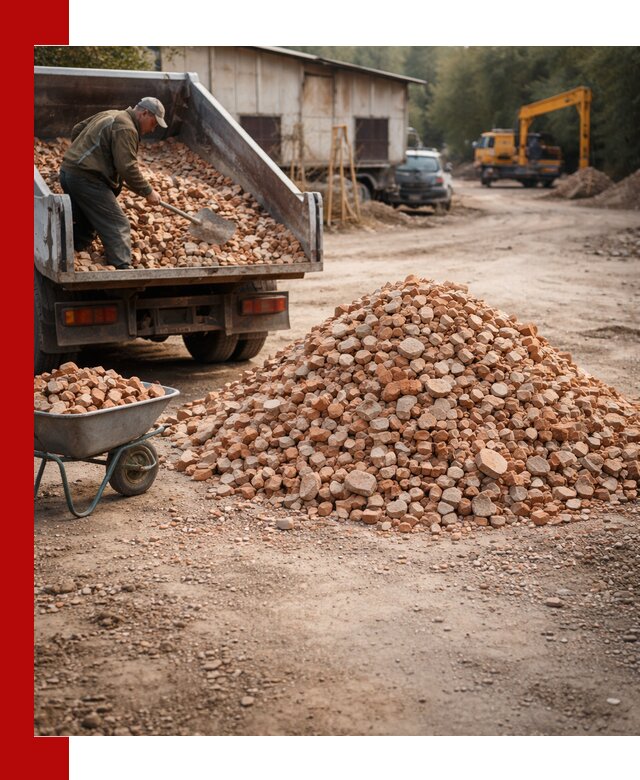 Доставка и подушка из боя кирпича с разгрузкой в Ишиме