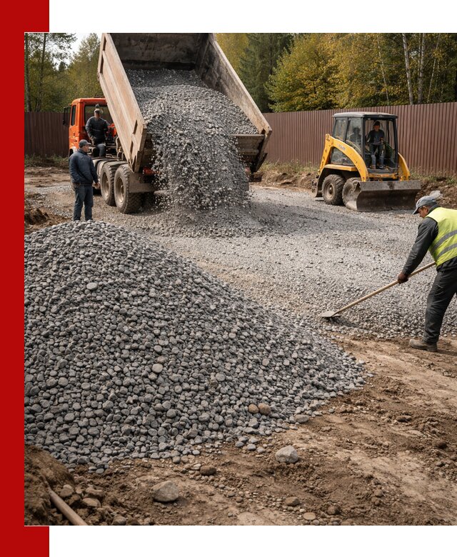 Отсыпка участка щебнем с доставкой и уплотнением в Ишиме